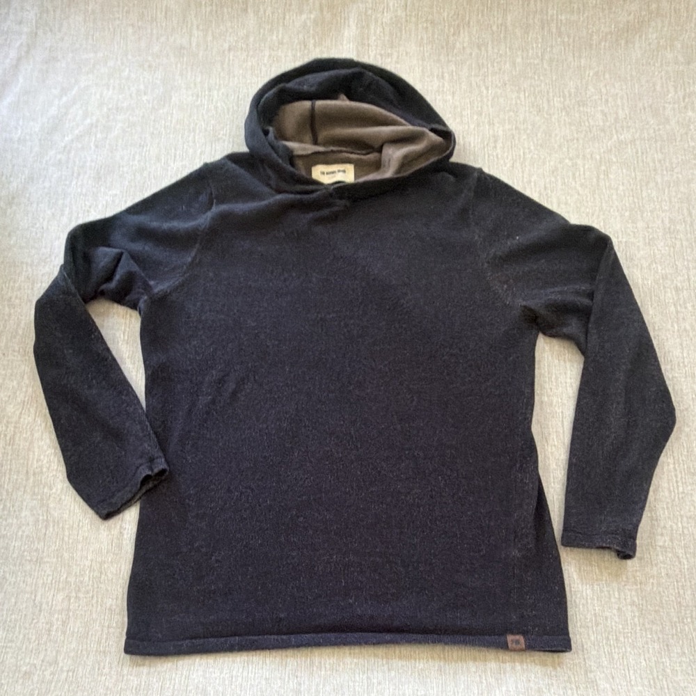 The Normal Brand Hoodie Men's Large Dark Gray Cotton Knit Pullover minimalist